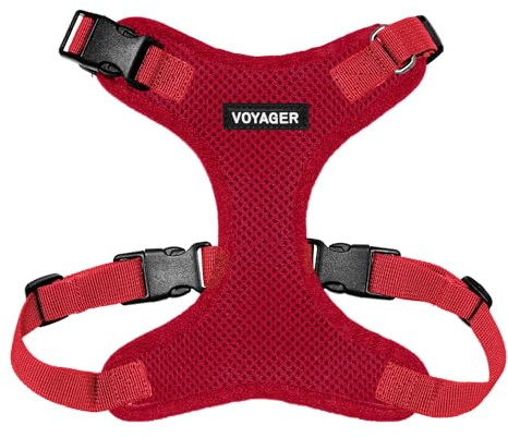 Best Pet Supplies Voyager Step-in Lock Pet Harness – All Weather Mesh, justerbart steg i selen för katter och hundar, röd (matchande kant), S (byst: 33-50 cm)