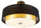 Qazqa - Moderne Deckenleuchte I Deckenlampe I Lampe I Leuchte schwarz mit Gold I Messing 50 cm 3-flammig - Drum mit Schirm Duo I Wohnzimmer I Schlafzimmer - Textil Zylinder - LED geeignet E27