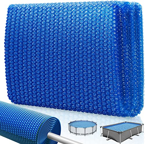 KESSER® Telo Solare per Piscina Rotondo Ø 244 cm Foglio Solare Spessore 120 ṁm | Il telone Solare della Copertura Solare può Essere Tagliato | Telo Solare della Piscina, Blu, 600 x 400cm