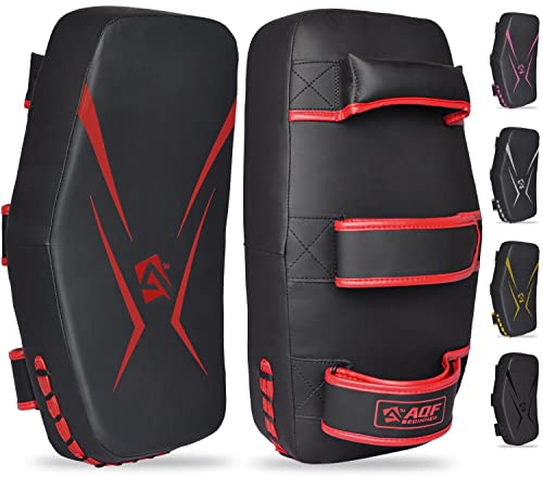 AQF Bouclier De Frappe, Coussin De Frappe, Pao Boxe Cuir Maya Courbé Kick Shield, Pattes d'ours Boxe, Thai Pad, Punching Cible pour MMA, Taekwondo, Boxing, Karate, Arts Martiaux & UFC