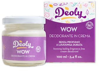 Deoly Wow Plastic Free Deodorante in crema senza profumo a lunga durata 100 ml Deodorante solido naturale