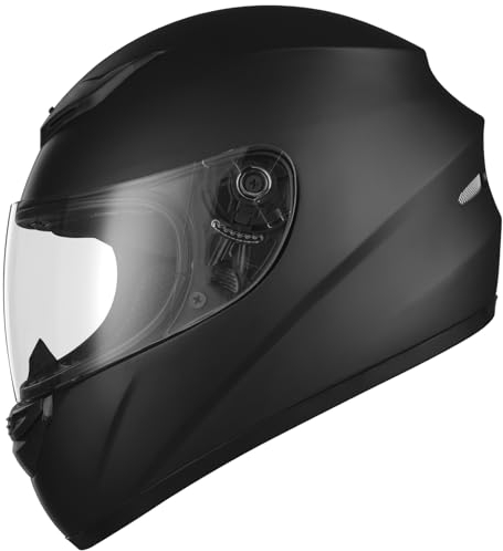 Favoto Motorradhelm Integralhelme für Erwachsene Vollvisierhelm Mopedhelm für Herren Damen Atmungsaktiv ECE Zertifiziert M (57-58cm) Schwarz