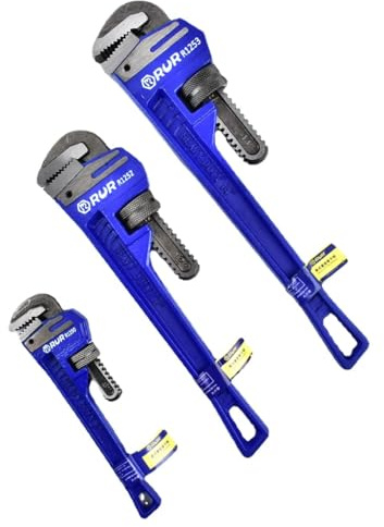 vomex 3Pcs 8&12&18-inch Heavy Duty Pipe Wrench Sets - Heavy Duty Straight Plumber Wrenches Set,Easy Adjusting,Tight Bite without Slipping