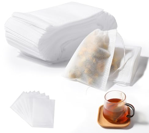 Vinabo 400 Pezzi Filtri da Tè, Infusore per Tisane, 7cm X 9cm Filtro Tea con Coulisse, Bustine da Tè Filtro Usa e Getta per Tè Sfuso, Tè Aromatizzato, Spezie, Vaniglia, Lavanda, Caffè