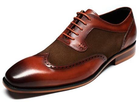 Allthemen Derbys herr stad formell klädd Oxford Brogue snörsko för bröllopskostym, kastanj, 40 EU