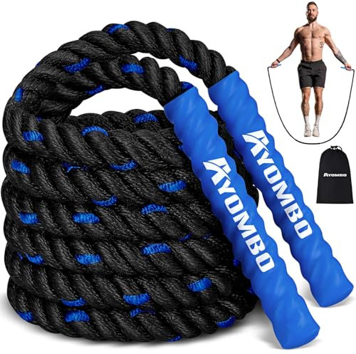 Ayombo Jump Rope, Weighted Jump Rope for Fitness, 1 lb Heavy Jump Ropes for Men Women Kids, Battle Skipping Ropes for Exercise, Training Muscle Strength Speed Home Gym Workout Equipment