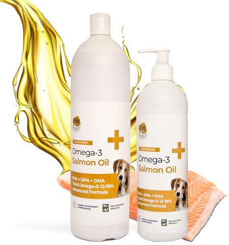 RF-Deer - Aceite de Salmón Noruego para Perros, Gatos y Caballos 250 ml - 1 Unidad - Aceite de Pescado Omega-3 para la Salud del Pelo, Las Articulaciones y la Digestión - Botella Oscura Antioxidante