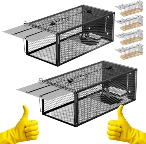 Humane Rat Traps - Large 32 cm Upgraded Mouse Trap for Outdoors & Indoors - Reusable Rat Trap Cage for Mouse and Small Animals - Effective Quick Simple to Use (6 Pack)