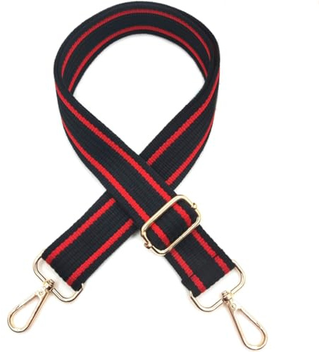 Correa para Bolsos Bandolera Multicolor, 3.8cm Anchura Correa de Hombro Ajustable con Mosquetón Dorado para Reemplazable Correa Bolso Crossbody de Mujer, Negro-Rojo, 102