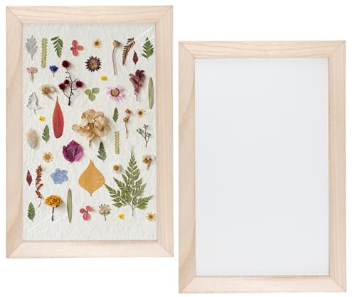 Ziyonix 11.8x7.9 inch Wooden Paper Making Screen, 2 Pcs Single Paper Making Mould Frame, Papermaking Mould Deckle Ancient Papermaking mould for DIY paper Craft Dried Flower Handcraft