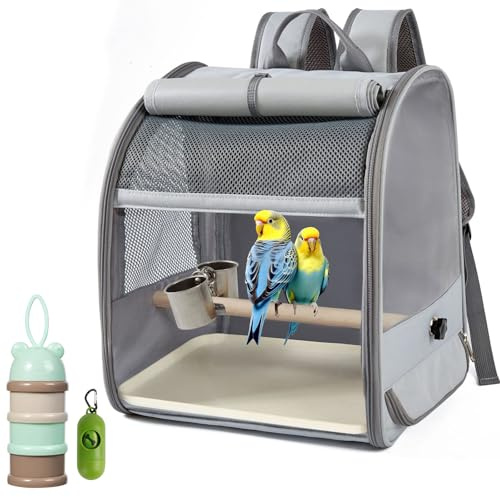 Vögel Tragerucksack, Transportbehälter für Vögel mit Futterspender