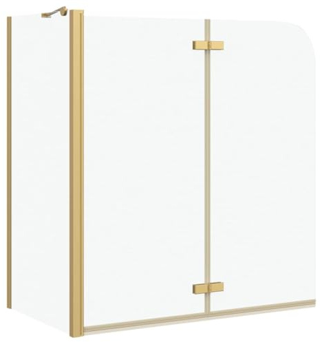 Mokuyary Duschhögtalare, guld, 120 x 68 x 130 cm, separat duschvägg, separation, för öppet utrymme, badrum