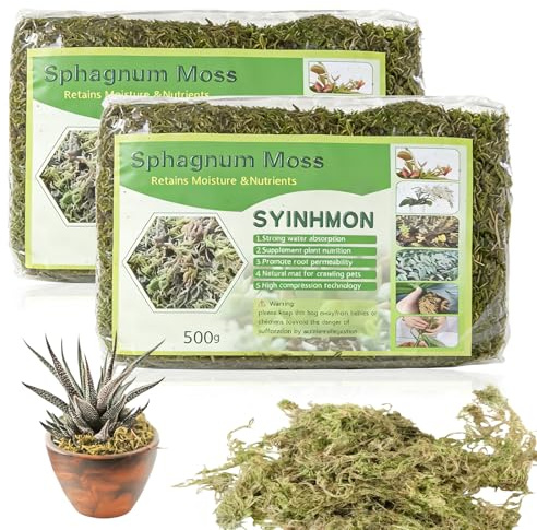 1kg Sphagnum Moos, Orchideen Terrarium Blumenerde, Reptile Natürliches Sphagnum Deko, Zimmerpflanzen Feuchtigkeitsspendende Ernährung Organisches Torfmoos für Orchideen und Bonsai Reptilie