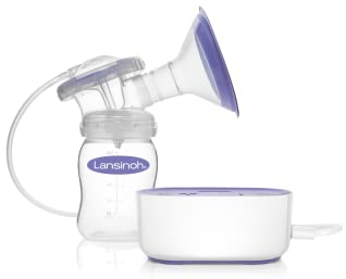 Lansinoh Breast Pump Compact Single Electric Breast Pump Breastfeeding Milk Breastpump, ComfortFit Breast Cushion, Let-Down & Expression Pumping Modes, Mains or Micro-USB Operated, Portable