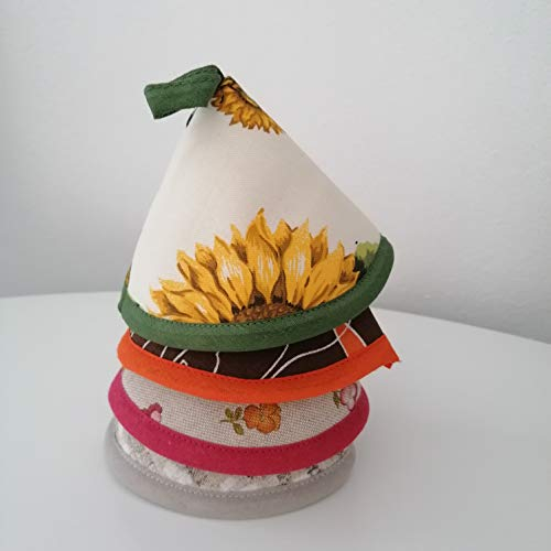 Ricami Fiorentini Baldi Set 4 presine a cappuccio per cucina. Fantasie assortite. Molto resistenti e pratiche. 100% cotone. Prodotto artigianale toscano.