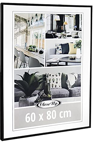 Close Up Posterrahmen 60x80 cm Schwarz – Moderner Bilderrahmen mit Kunststoffglas & MDF-Rückwand – Für Poster, Fotos & Kunstdrucke – Farbiger Wandrahmen im Hoch- & Querformat montierbar