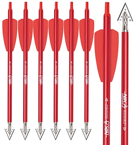 ELONG OUTDOOR 6 Stück Aluminium Armbrust Bolzen Pfeile mit Jagdspitze 7,5 für Ek Archery Adder Cobra System mit 2 Flügeln für Zielbogenschießen Schießen