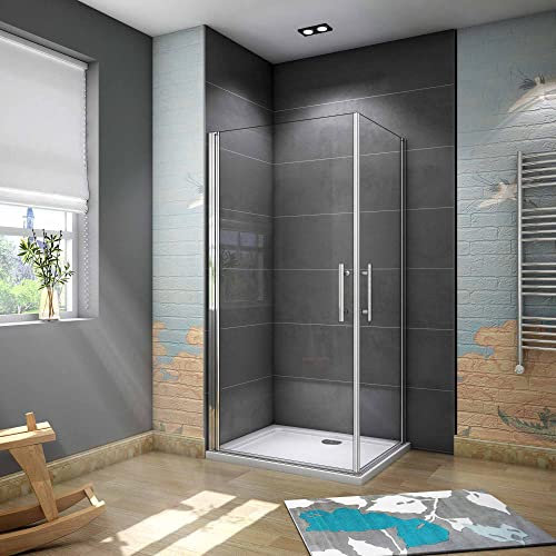 AICA cabine de douche 90x90x180cm cabine de douche battante Hauteur 180cm verre 6mm anticalcaire