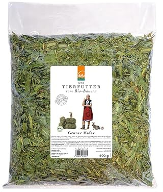 defu Kleintierfutter | 1 x 500 g | Grüner Bio Hafer | Aromatisches Einzelfuttermittel für Nager, Kaninchen, Meerschweinchen, Degus, Chinchilla, Mäuse und Co.