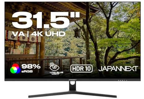 JAPANNEXT Ecran PC 31.5 VA 4K UHD (3840x2160) | Technologie HDR | Inclinaison réglable Haut-parleurs intégrés Compatibilité VESA | G-Sync/FreeSync | Garantie 2 Ans | JN-V315UHDR