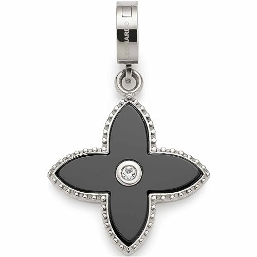 JEWELS BY LEONARDO Anhänger Clip & Mix Gothea • Ketten-Anhänger aus silberfarbenem Edelstahl • Charm aus schwarzem Onyx und klarem Glaskristall • Clip S (3,5 mm Ø) • Schmuck Geschenk Damen • 023266