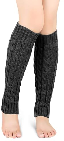 HXUING Stulpen Damen Beinwärmer, Damen Langer Beinwärmer Mädchen Kniestrümpfe Legwarmers Knöchelwärmer Crochet Stricken Stulpen Beinstulpen, Winter Warm Beinwärmer Stulpen für den Alltag (Schwarz)