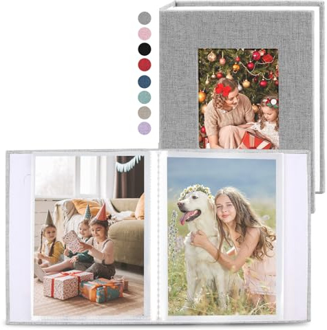 vivinin 2 Pack Photo Album 4x6, Linen Cover Photo Book, Small Photo Album Book for 36 Pockets Hold 72 Pictures, Picture Book for Photos Family Anniversaries Baby Vacations（gray)