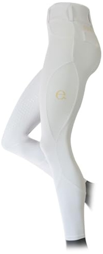 e EQUITYUM, Leggings da Equitazione Demetra Donna, Alta qualità, Materiali Elastici e Resistenti, Full Grip, Confortevoli e Efficienti, Design Italiano (IT, Testo, XXS, Regular, Regular, Bianco)