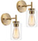 QAREHL 2 Stücke Wandleuchte Gold, Wandlampe Badezimmer Industrial Wandleuchte Innen Vintage, Wandlampen Vintage E27 Wand Lampen Innen für Schlafzimmer Wohnzimmer Flur