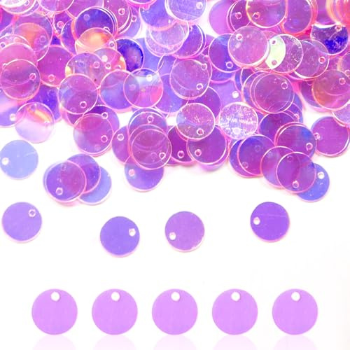 2800 Pcs Flat Round Loose Sequins,10 mm Large Sequin Craft Loose Sequins for DIY,Art,Crafts,Wedding,Sewing DIY Decoration (Purple)