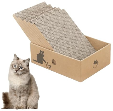 5 Pcs Cat Scratching Board with Box Reversible Scratch Pad