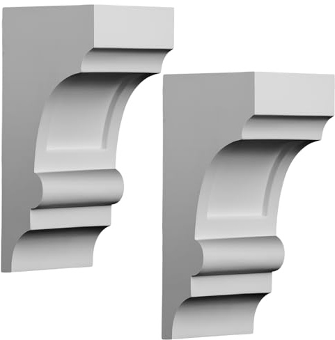 Vercraft 2 Pack Corbels 4-inch W x 5 1/4-inch D x 10-inch H Bracket White Corbels Decorative for Doorway Countertops Porches Fireplace Mantel Beams Tabletops Entryways or Embellished Trim
