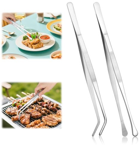 Pinze da Cucina,30cm Pinza Cucina Professionali,2pcs Pinze Cucina in Acciaio Inossidabile,Barbecue Pinzette da Cucina,Multifunzione,per Una Presa Salda, Adatte per Chef,Bistecche,Barbecue,Cucinare