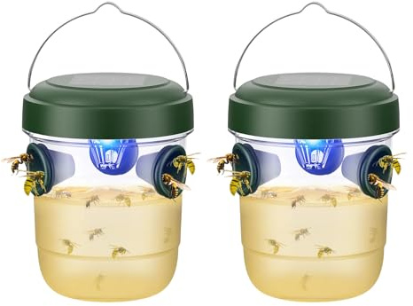 getingfälla, set med 2 för levande utomhusfällor för upphängning mot getingar, bin, hornfällor – hornfälla, flugfälla – för naturlig lockande