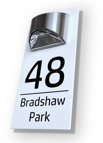 House Numbers Plaques With Solar Light Door Number Plaques For Wall Custom House Number Signs (White & Classic Text)