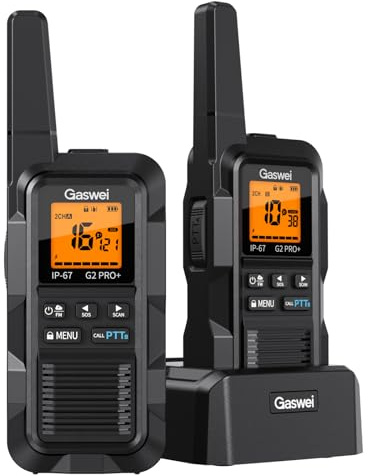 Gaswei G2Pro Professional 2-Way Radios for Adults [2 Pack] | IP67 Waterproof & Floatable Walkie Talkies with Dual PTT, SOS Alarm, FM Radio | Long Range Rechargeable