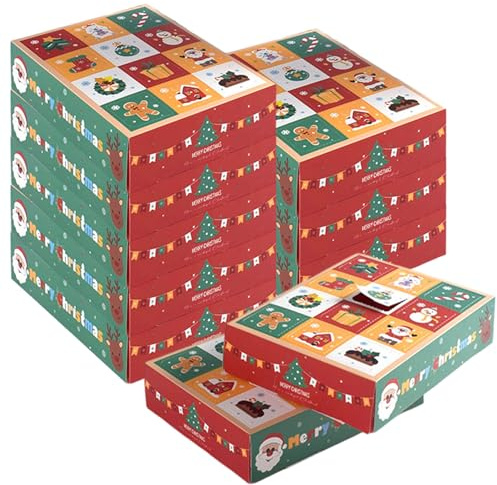 Scatole per calendario dell'Avvento di Natale, 10 scatoline vuote per calendario dell'Avvento fai da te, per riempire il conto alla rovescia fino a Natale, per caramelle, dolciumi, vacanze fai da te