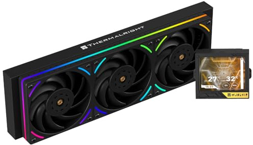 Thermalright Mjolnir Vision 360 UB PRO ARGB Black Aio - Refrigeratore a liquido per CPU, schermo IPS con risoluzione 640 x 480, schermo LCD da 3,5 pollici ad assorbimento magnetico, per AM5/LGA1851