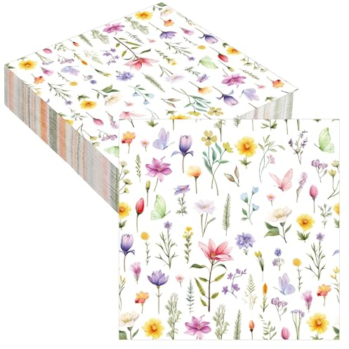 Servilletas de Flores Colores 20 Piezas Servilletas Papel de Primavera Servilleta Decoupage Para Cumpleaños Bodas en el Jardín Baby Shower Picnics Fiesta De Té Almuerzo Festivo Celebraciones