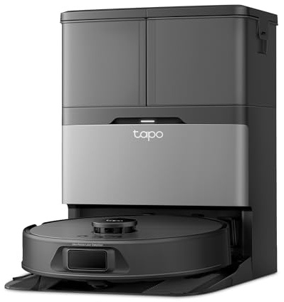 Tapo RV50 Pro Omni Saugroboter mit Wischfunktion, 15.000 Pa, Heißwasserwäsche bei 60 °C & Selbsttrocknung bei 50 °C, ausfahr- und Abnehmbarer Mopp, Anti-Tangle-System, All-in-One-Dock, Matter