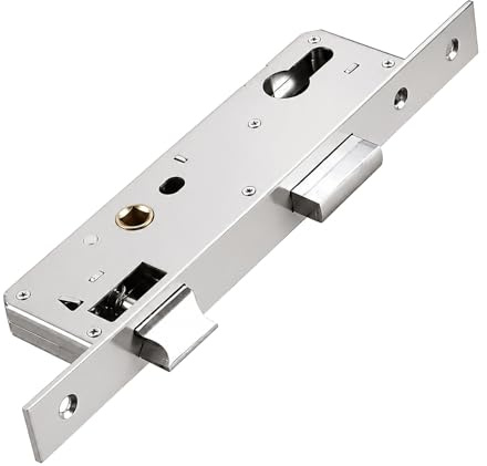 Cerradura de embutir y puerta de jardín de acero inoxidable | Cerradura de puerta inoxidable para puerta de metal y puerta de valla, universal izquierda/derecha (85 x 25 mm)