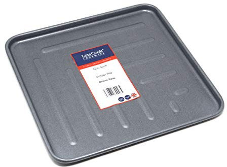 Lets Cook Cookware - 33cm Square Crisper Oven Baking Tray with Raised Ribs, Heavy Gauge, Teflon Select Non Stick, British Made