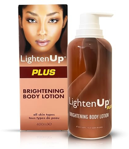 Lightenup Plus Hautaufhellende Körperlotion | 13,5 Fl Oz / 400 ml | Bleichbehandlung, verblasst dunkle Flecken auf: Ellbogen, Achselhöhle, Privatbereiche | mit Sheabutter, Aplha-Arbutin & Rizinusöl