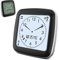 FISHTEC Digitaler Funkwecker, kein Tic Tac, geräuschlos (ohne Zeiger), Temperatur-/Tages-/Luftfeuchtigkeitsanzeige, 7 Sprachen, 2 Alarme, Hintergrundbeleuchtung, kompakt, 9 cm