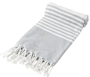 Sand Free Beach Towels - 100% Organic Cotton, Sandproof, Oversized, Peshtemal, Turkish, Quick Dry, Lightweight & Large Beach Towels - Silver Gray (71x37)