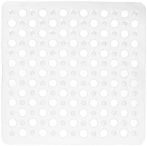Steexu Anti Slip Bath Mat - Square Shower Mat Anti Mould Quick Water Flow - Firm Grip With Suction Cups Rubber Bath Mat Non Slip - 43X43 Universal Size for Use in Standing Shower and Bath Tub (Clear)