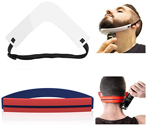 Linkidea Bartformer, Halsausschnitt-Anleitung für Männer, Bart-Linup-Formschablone & Hals-Haarschnitt-Trimmer-Werkzeug-Set, Ziegenbart, Schnurrbart, Formschablone