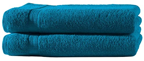 Zestri Frottier Duschhandtuch 2er-Set | Duschtuch Petrol 70x140 | 100% Baumwolle 500g/m² | Öko-Tex Standard 100 Handtuch