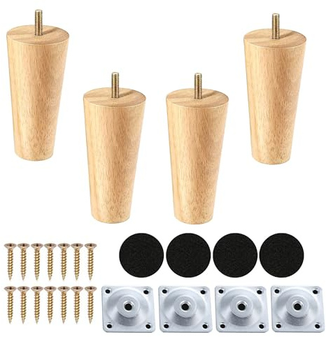 Goomp 4 Piezas Patas para Muebles Madera,12cm Patas de Repuesto para Sofá,Patas de Sofá de Mediados de Siglo para Sofá,Cama,Sillón,Gabinete
