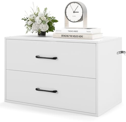 Giantex Stackable 2-Drawer Dressers for Bedroom - Short Dresser Two Drawer Storage Cabinet w/Handles & Anti-Topping Device, Small Dresser Chest of 2 Drawers for Closet Bedroom (1, White)